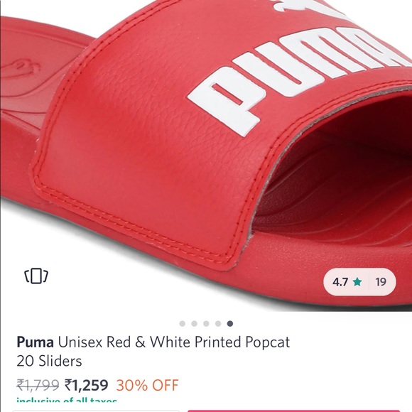 PUMA UNISEX RED AND WHITE PRINTED POPCAT SLIDERS♥️ - Picture 3 of 7